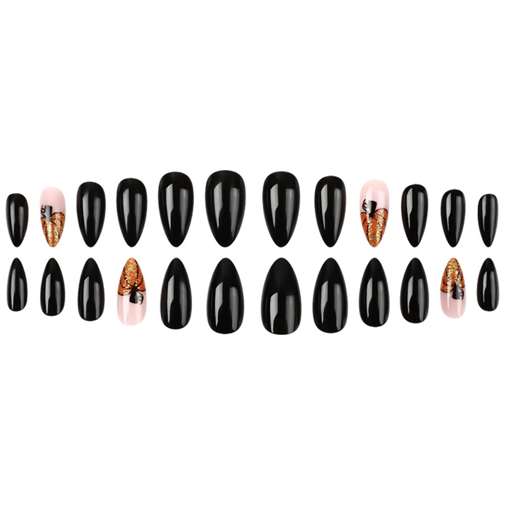 Pumpkin-Themed Artistic Press-On Nail Set Stornfield