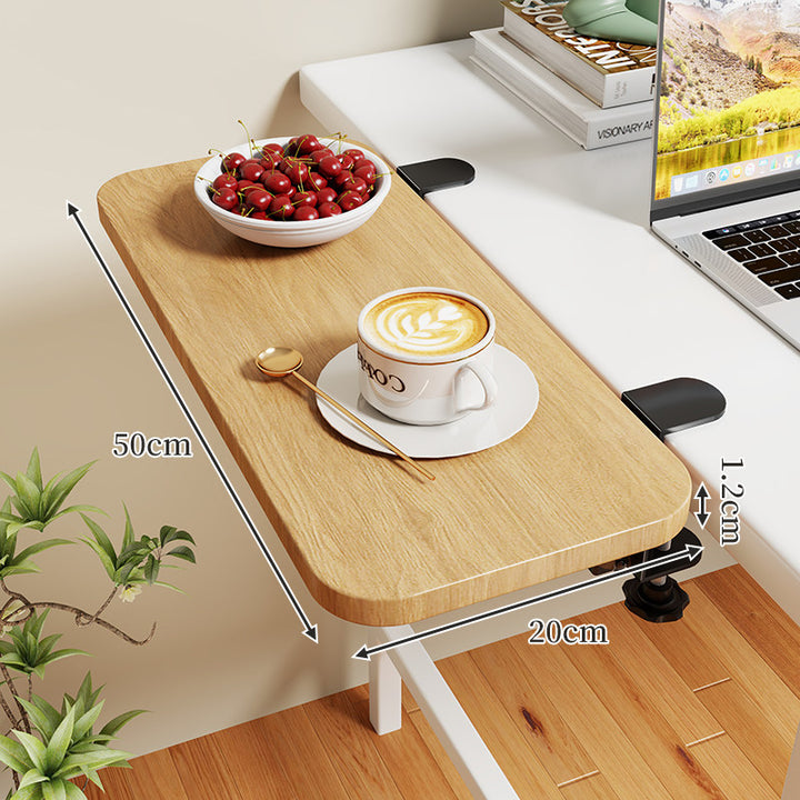 Clamp-On Expandable Desk Side Table Shelf with Wide Smooth Surface and Slim Adjustable Clamp
