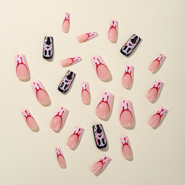 Gothic Blood-Spatter Acrylic Nail Art Extensions Stornfield