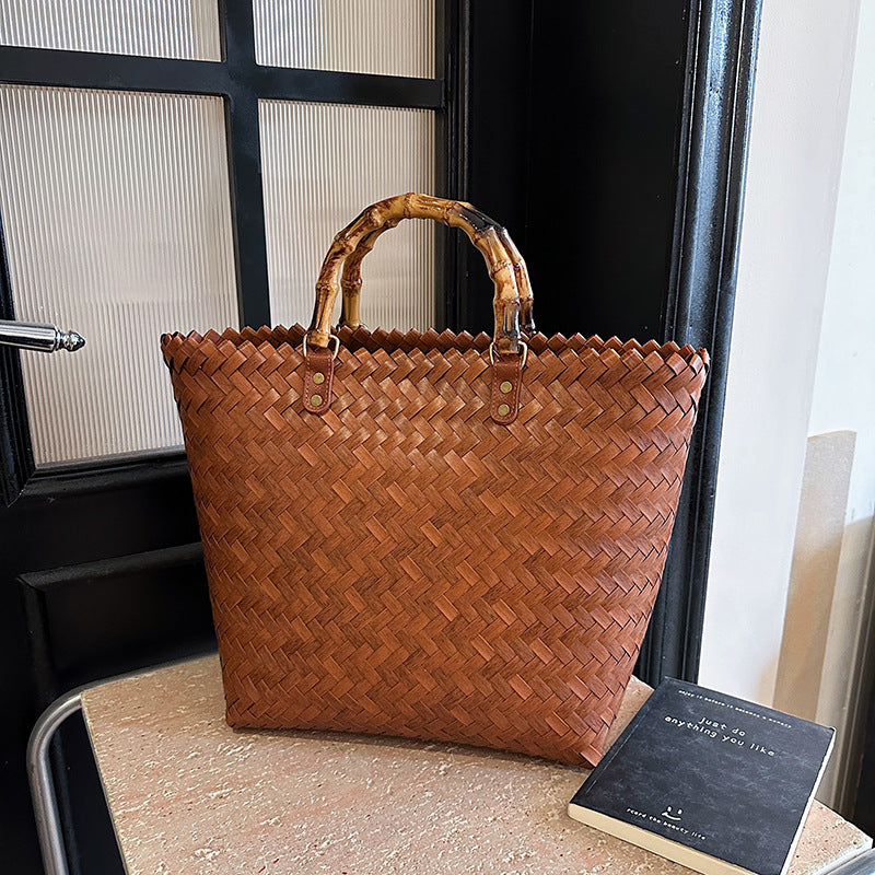 Woven Leather Tote Bag