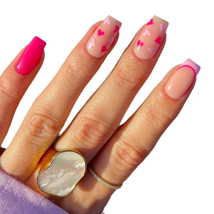 Heart-Themed Gel Nail Extensions Stornfield