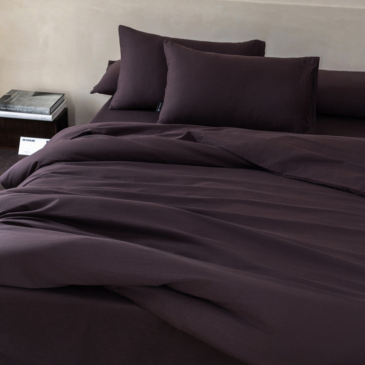Washed Cotton Duvet Cover Set with Deep-Pocket Fitted Sheet & Oxford Pillowcases