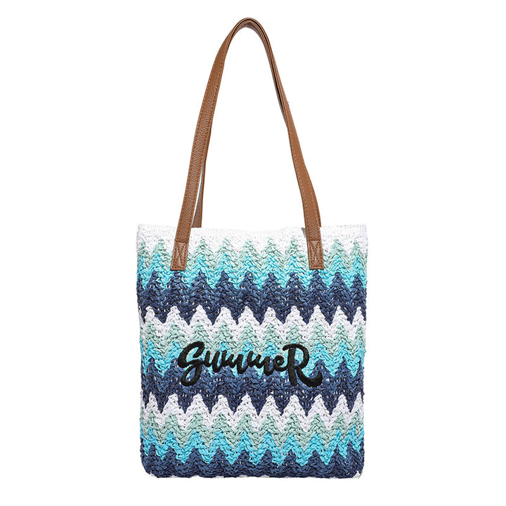 Boho Woven Straw Tote Bag
