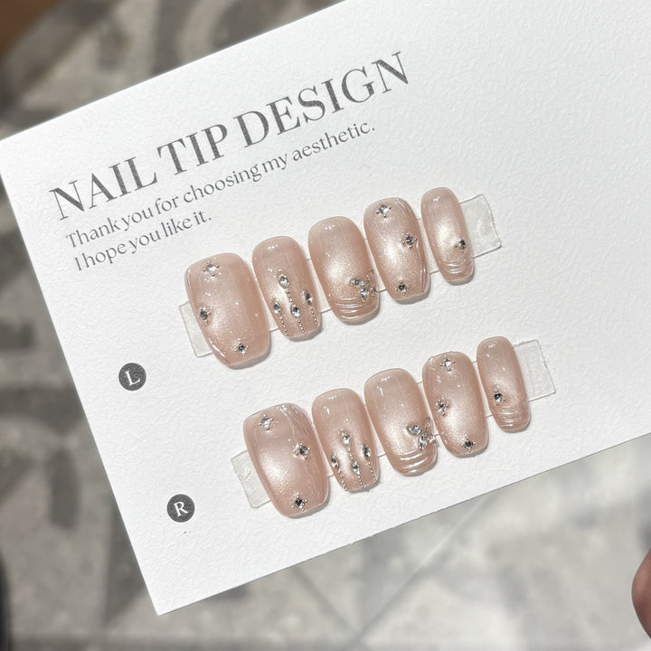Artificial nails with glamorous rhinestone design Stornfield