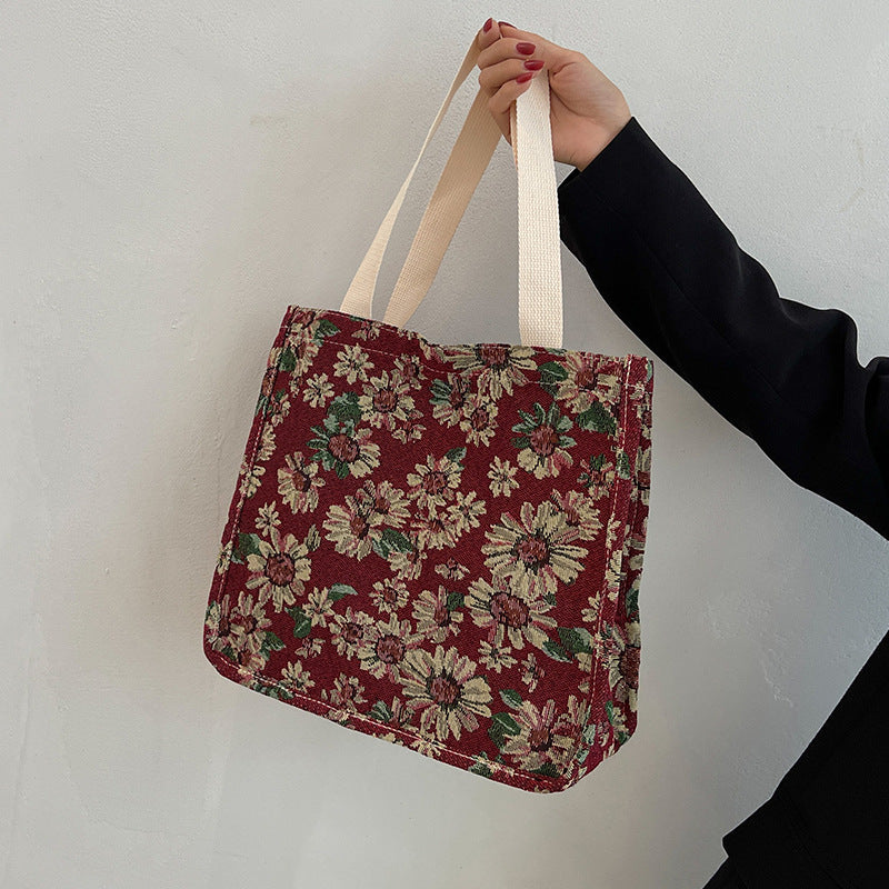 Floral Patterned Cotton Tote Bag