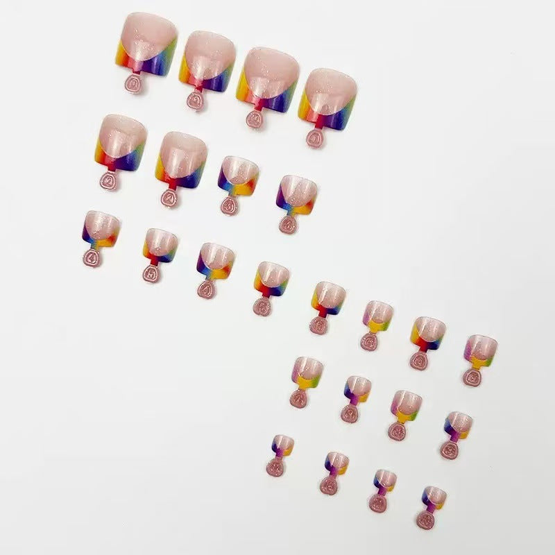 Foot art nail set with creative gradient and shiny accents Stornfield