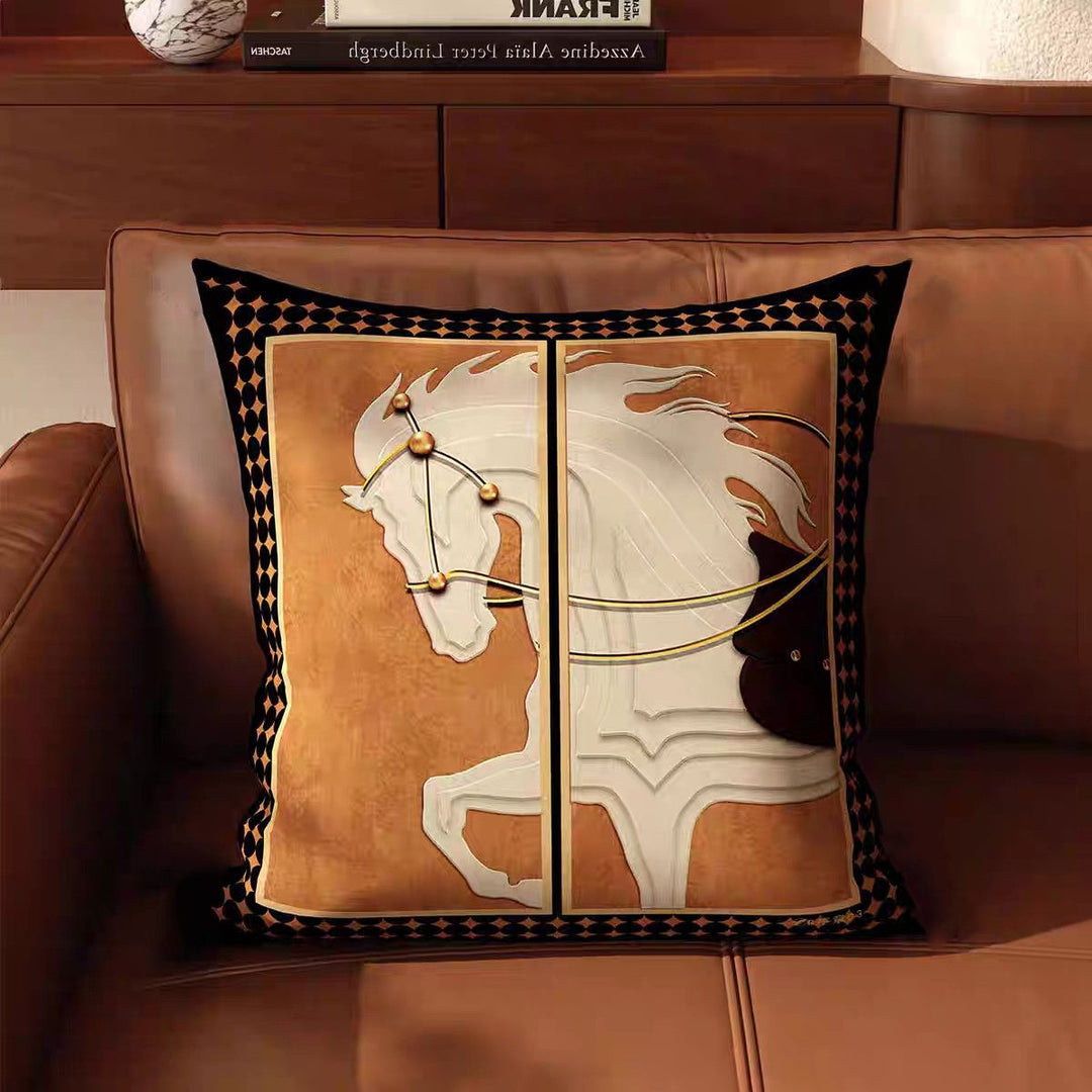 Artistic Horse-Themed Decorative Throw Pillow