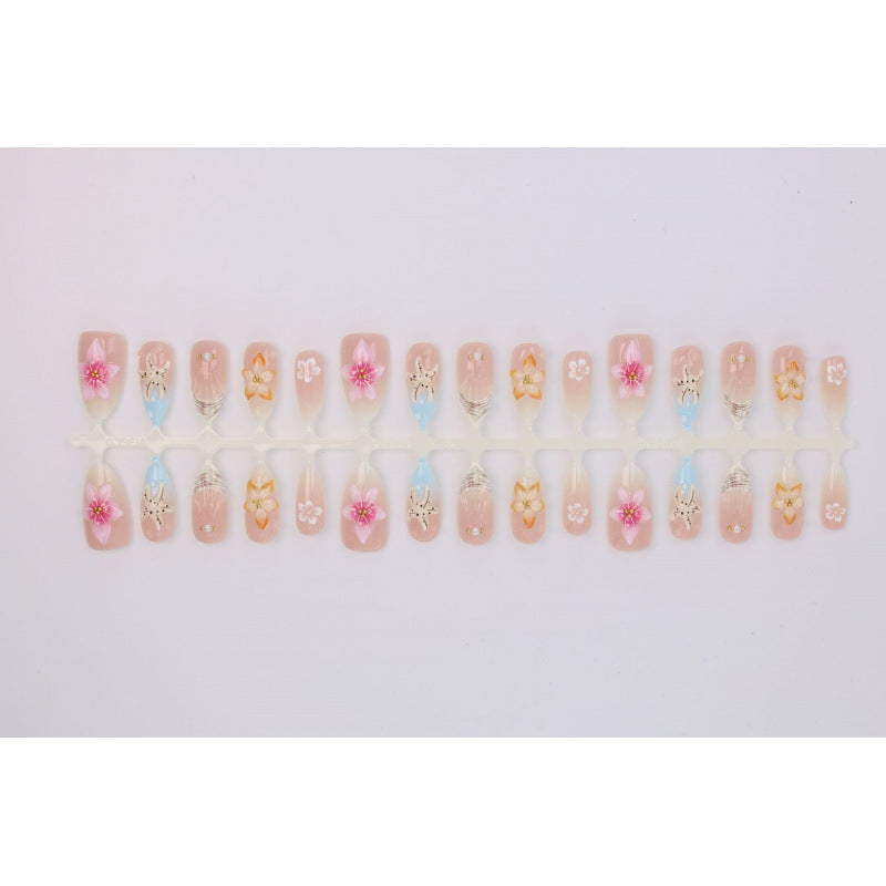 Artistic Floral-Embellished Press-On Nail Art Set Stornfield