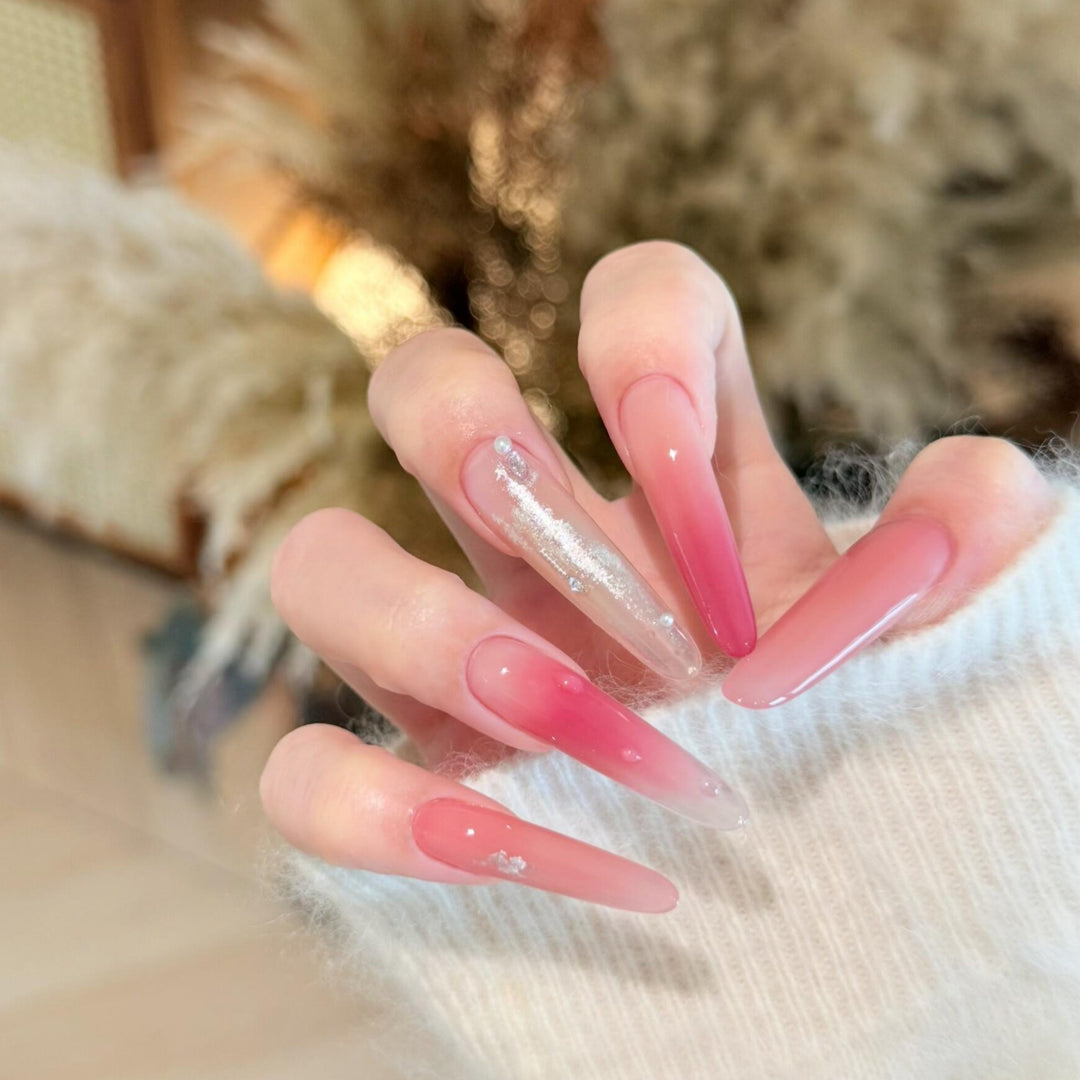 Artificial Nail Set with Elegant Gradient Color and Glitter Details Stornfield