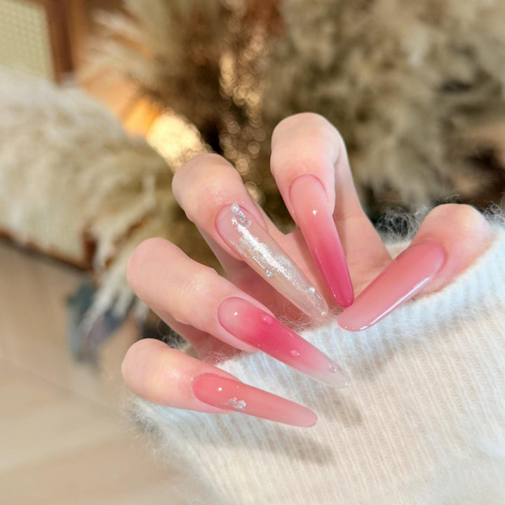 Artificial Nail Set with Elegant Gradient Color and Glitter Details Stornfield