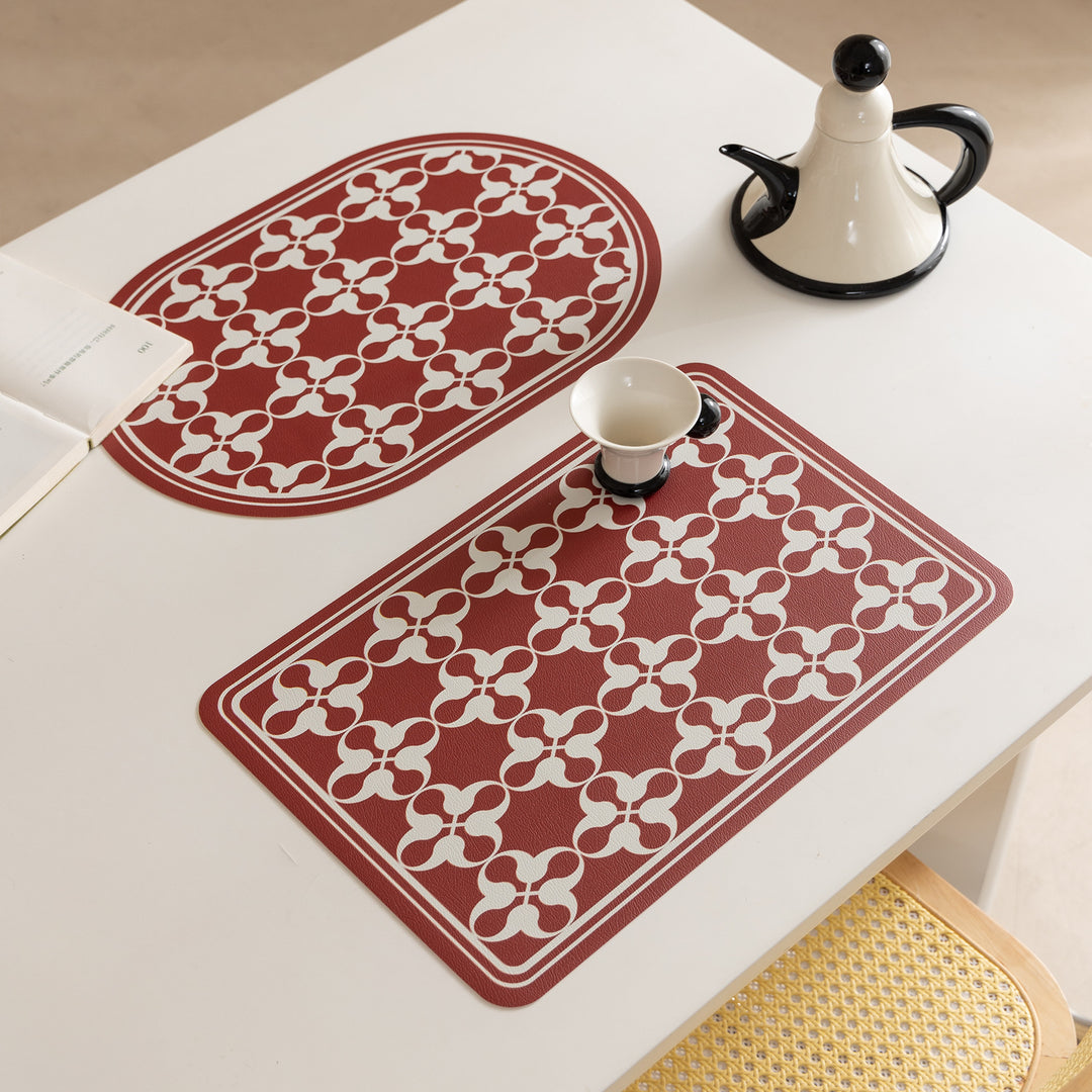 Wipeable retro placemats made of artificial leather with geometric pattern Stornfield