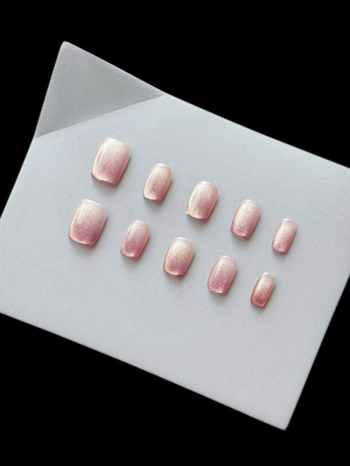 Press-On Nail Set with Gradient Glitter Effect