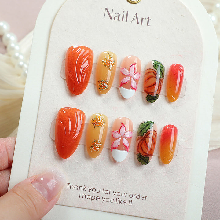 Artistic Fall-Themed Press-On Nail Set