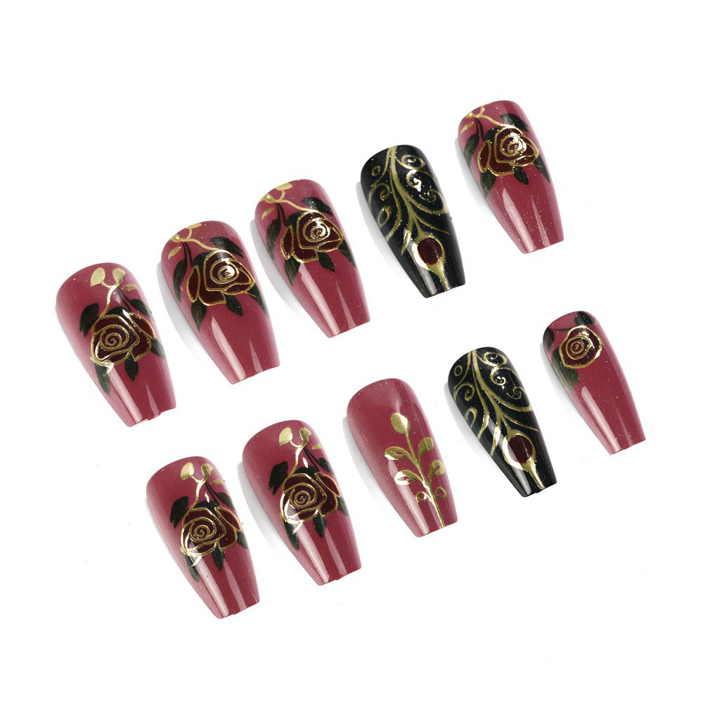 Artificial Nail Set with Floral and Elegant Decorations Stornfield