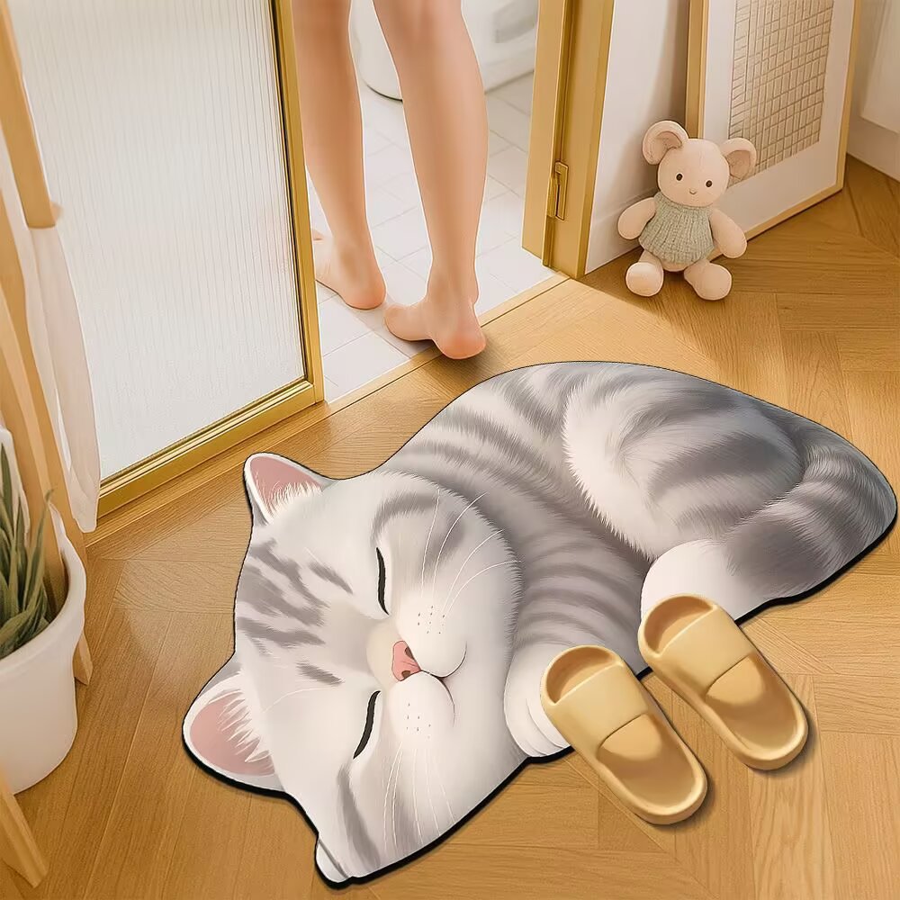 Cat-Themed Plush Bath Mat Stornfield