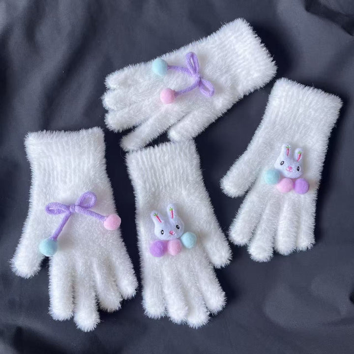 Cute Plush Rabbit-Themed Fingerless Gloves Stornfield