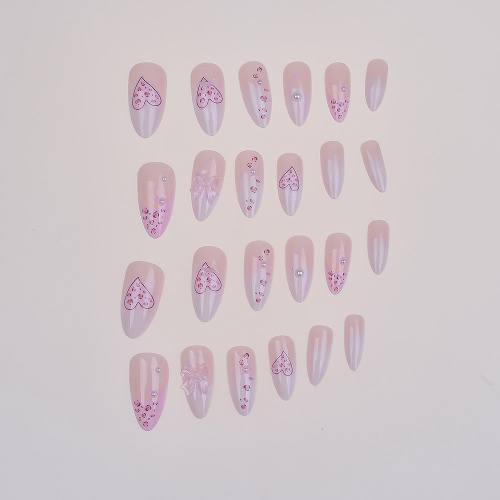 Artistic Heart-Embellished Press-On Nail Set Stornfield