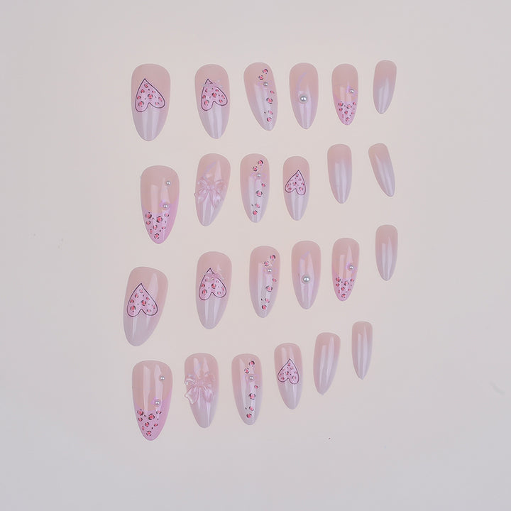 Artistic Heart-Embellished Press-On Nail Set Stornfield