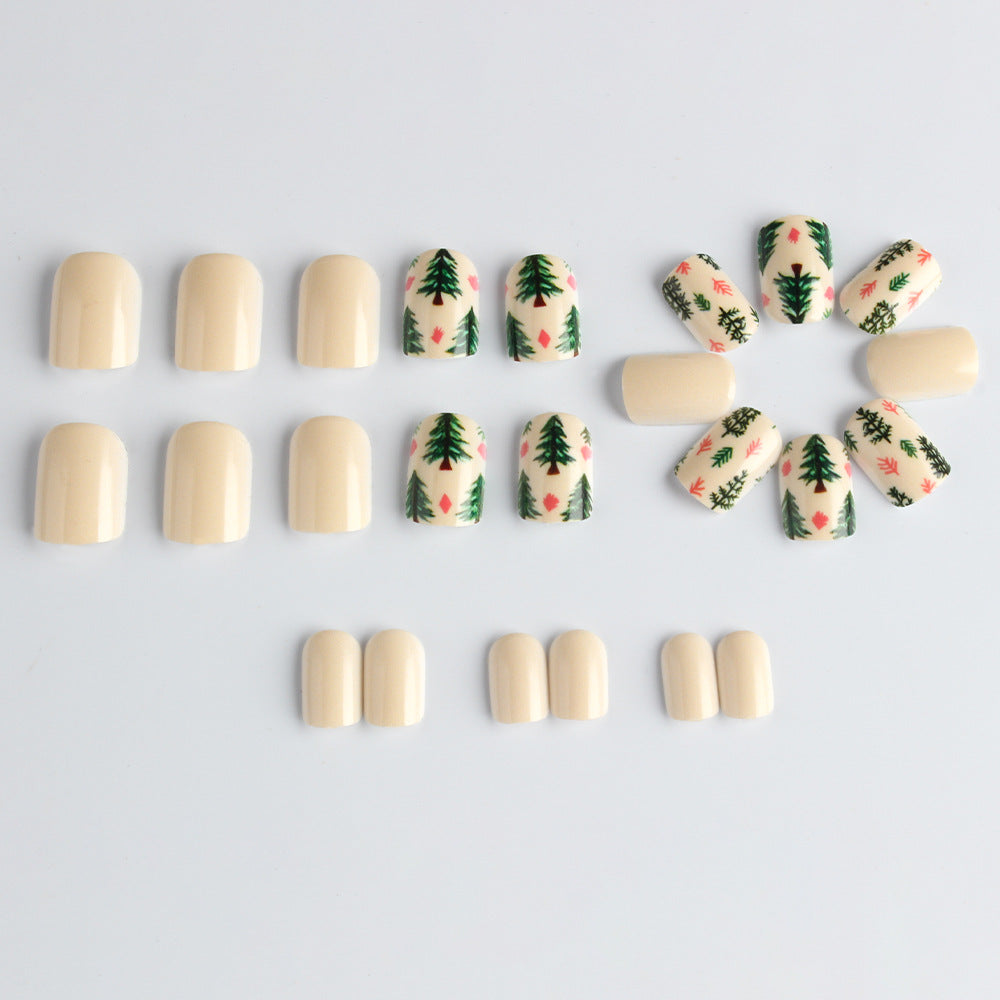 Artistic Press-On Nail Set with Woodland Design Stornfield