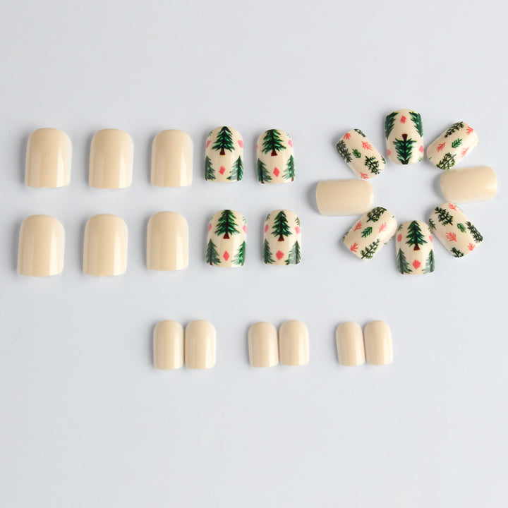 Artistic Press-On Nail Set with Woodland Design Stornfield