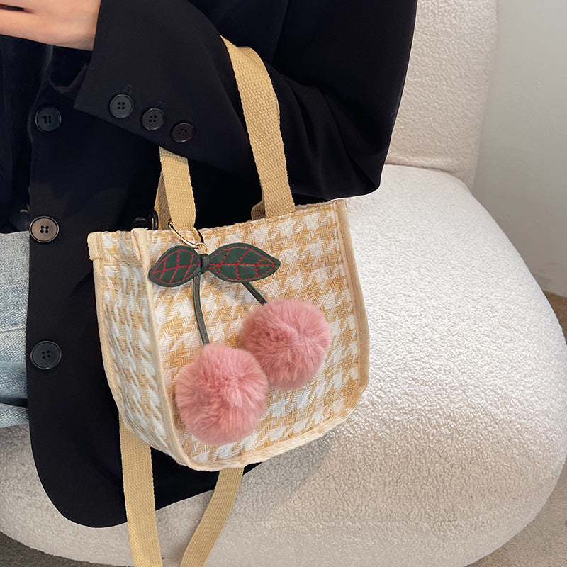 Houndstooth Patterned Tote Bag