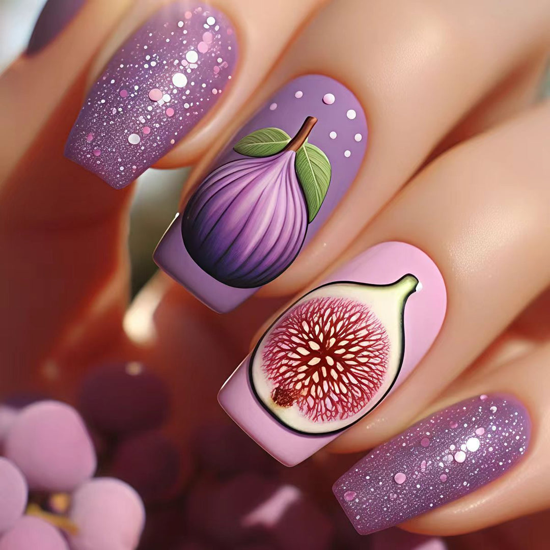Artificial nails with elegant fig motifs Stornfield