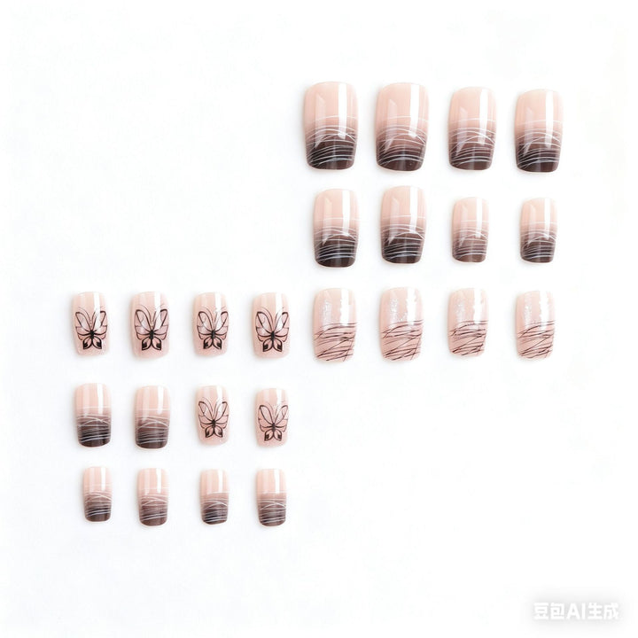 Elegant Butterfly-Themed Press-On Nail Art Stornfield