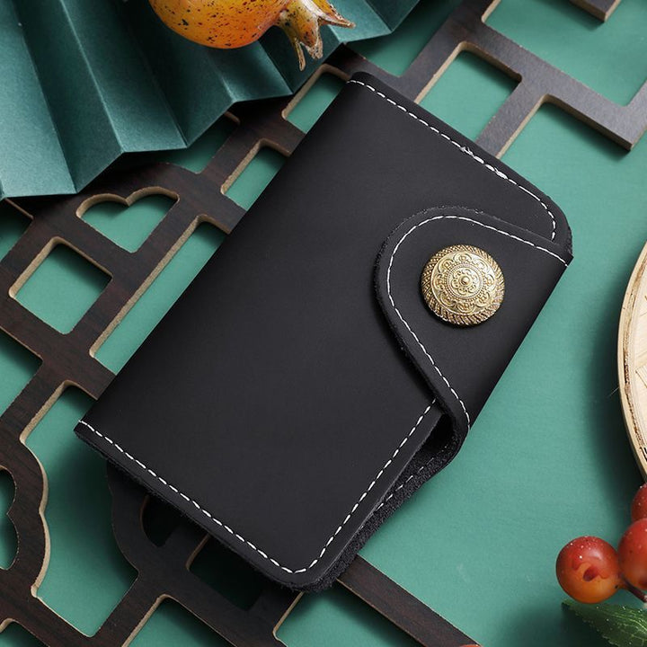 Luxury Leather Snap Closure Card Holder Stornfield
