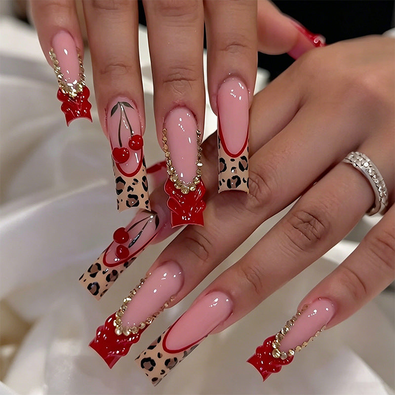 Elegant artificial nails with hand-painted floral accents Stornfield