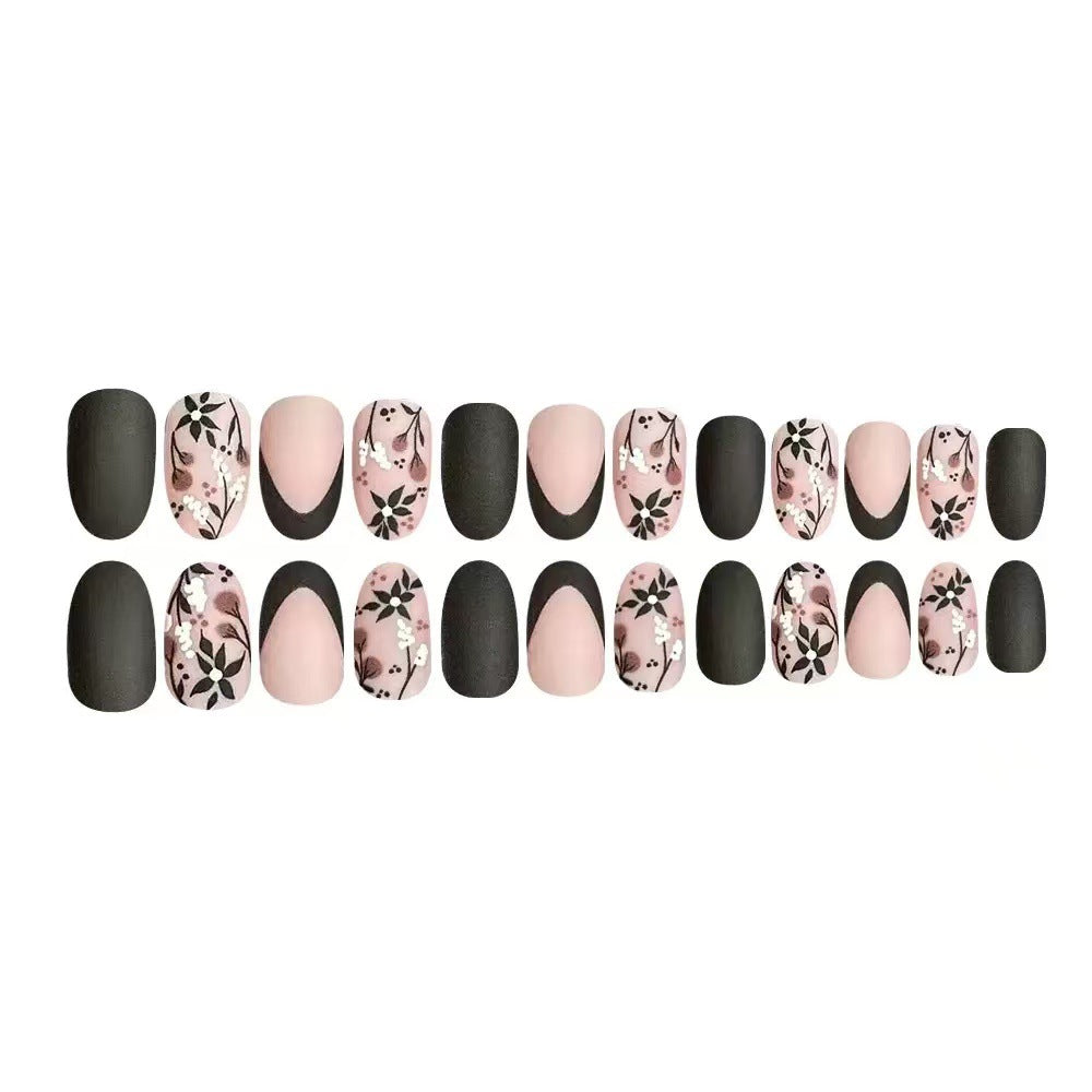 Artificial Nail Set with Elegant Floral Accents and Stylish Shine Stornfield