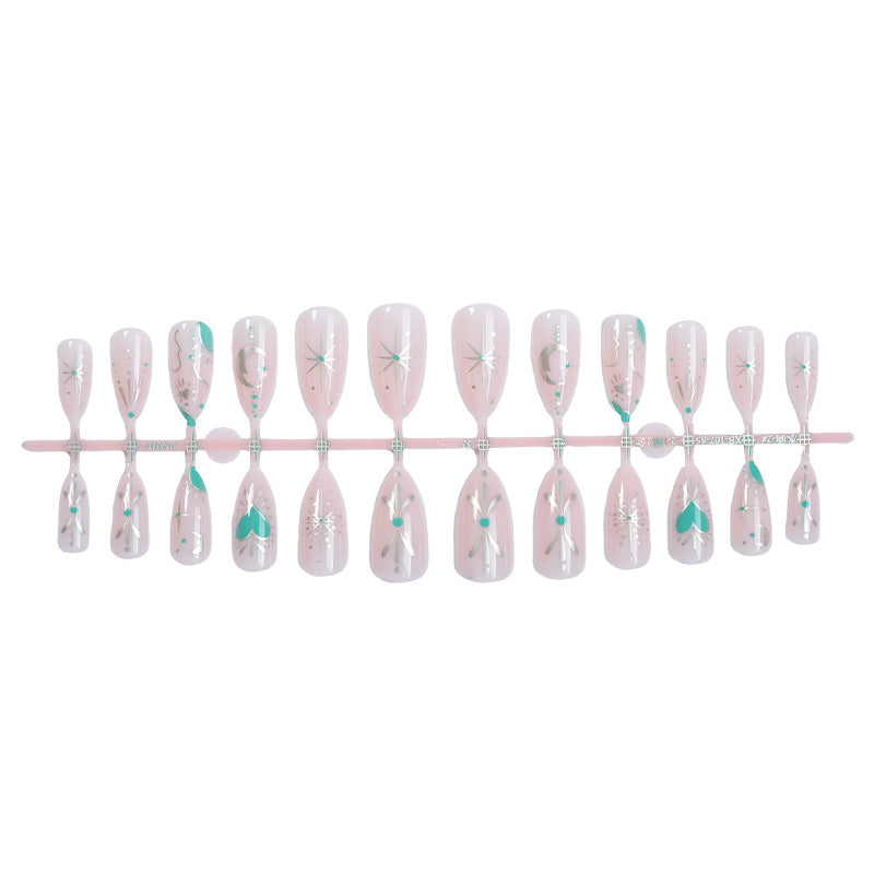 Artistic Press-On Nail Set with Stylish Floral and Gem Designs Stornfield