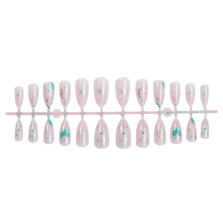 Artistic Press-On Nail Set with Stylish Floral and Gem Designs Stornfield