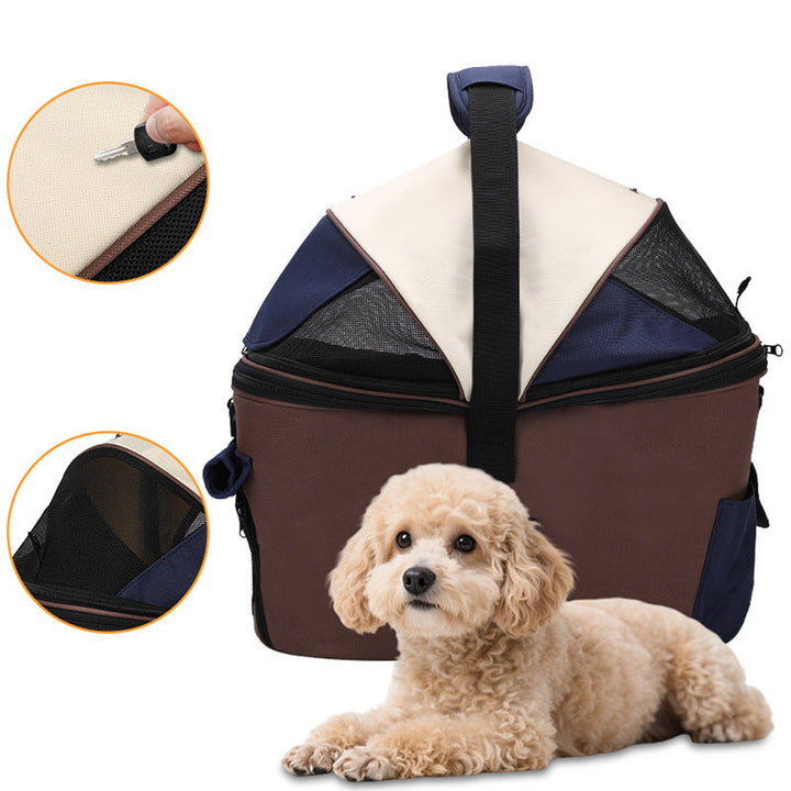 collapsible breathable soft pet carrier bag with mesh canopy and exterior pockets Stornfield