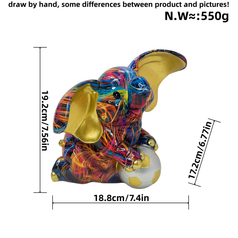 Artistic elephant figure with football motif Stornfield