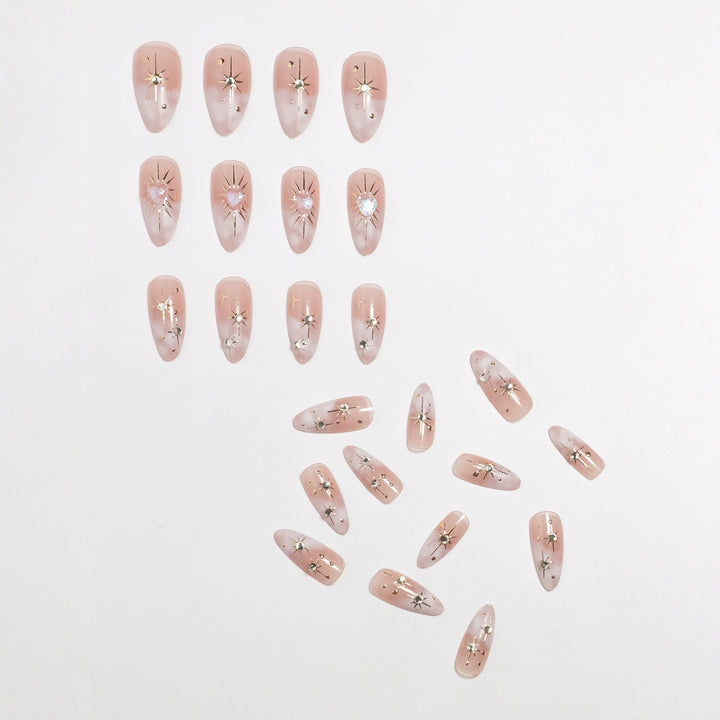 Artistic Star-Embellished Press-On Nail Set Stornfield
