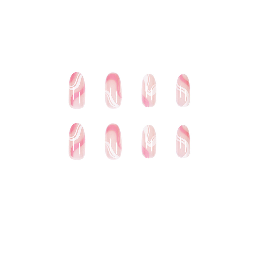 Artistic Nail Extensions with Modern Wave Pattern Stornfield