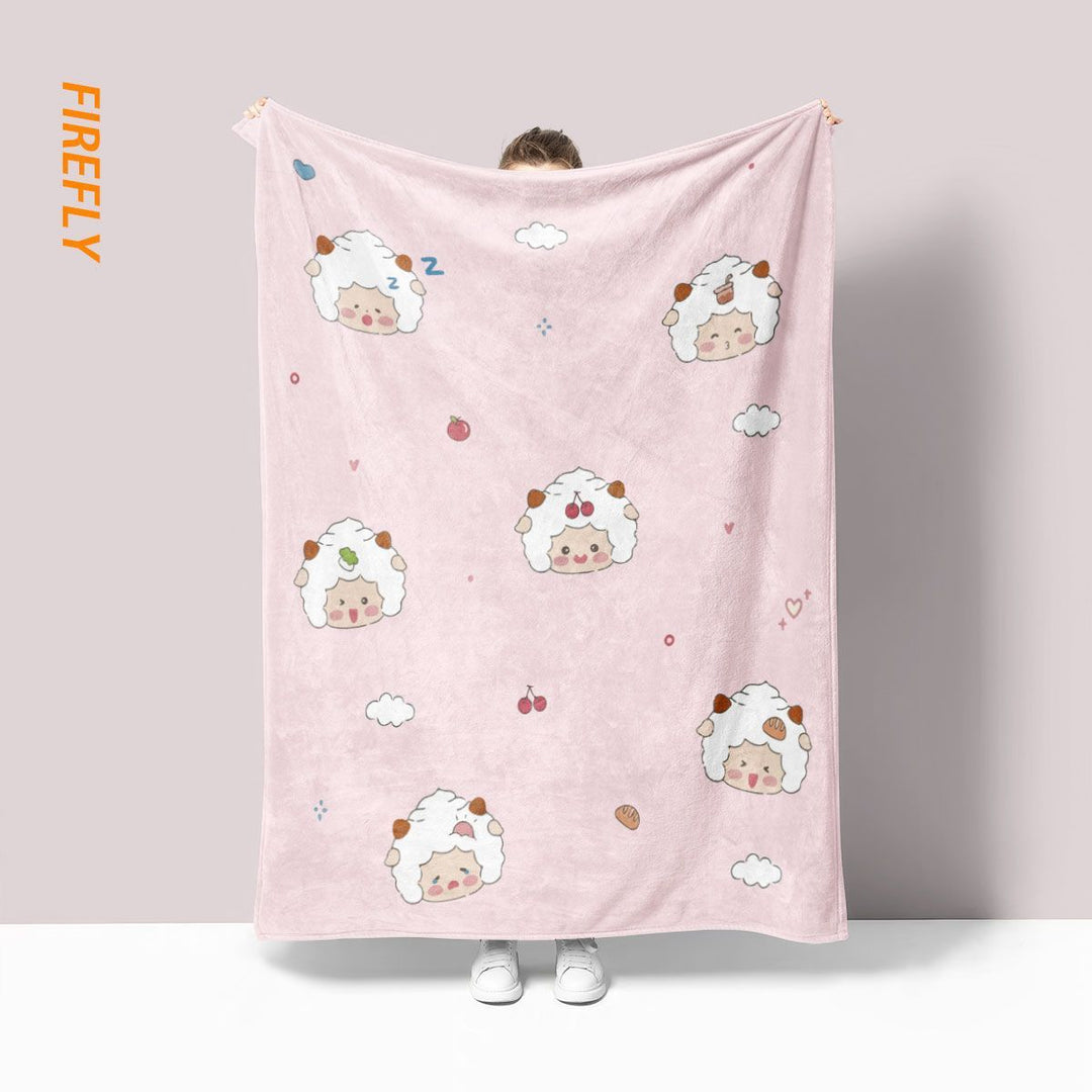 Playful Sheep-Themed Fleece Blanket