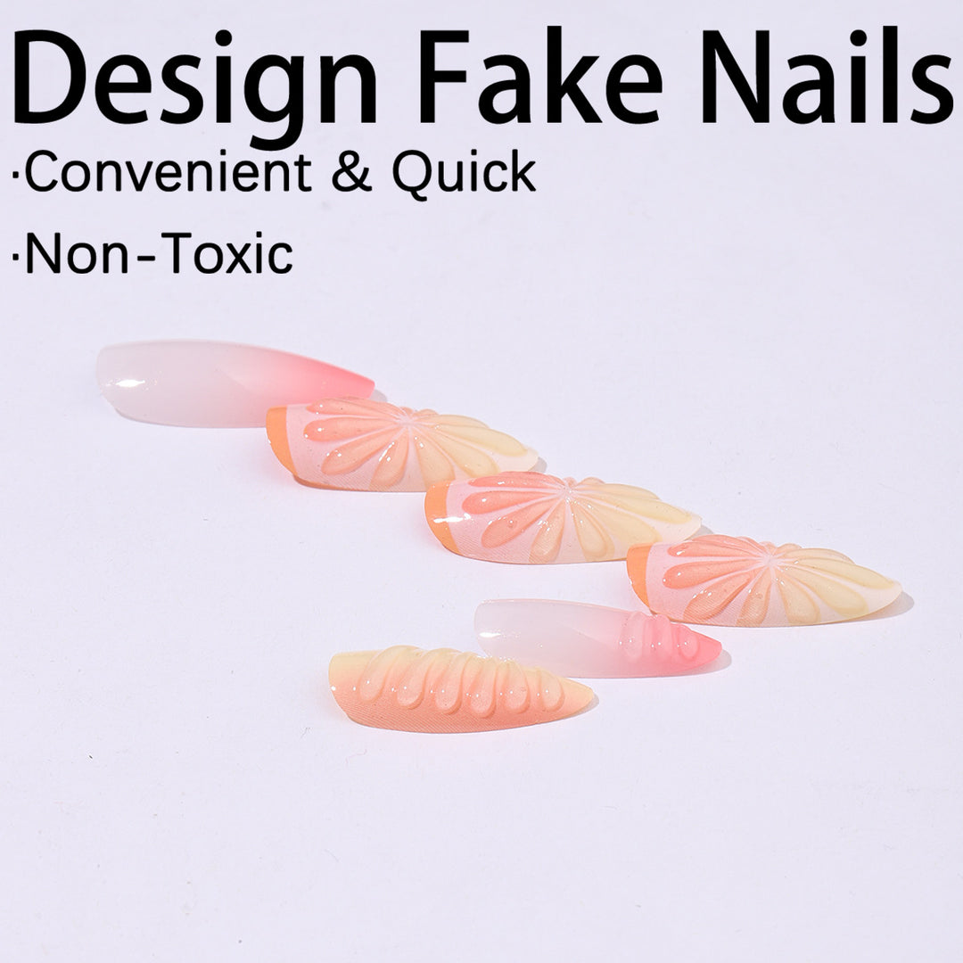 Creative nail set with subtle ombre effects and elegant decorative elements Stornfield