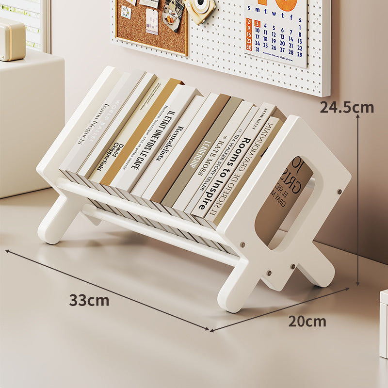 Angled Bamboo Desktop Book and Magazine Rack with Non-Slip Rods
