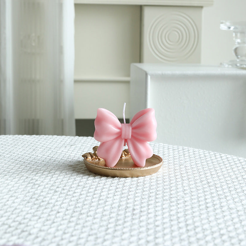 Decorative Bow-Shaped Hand-Poured Soy Wax Candle for Tabletop Centerpiece