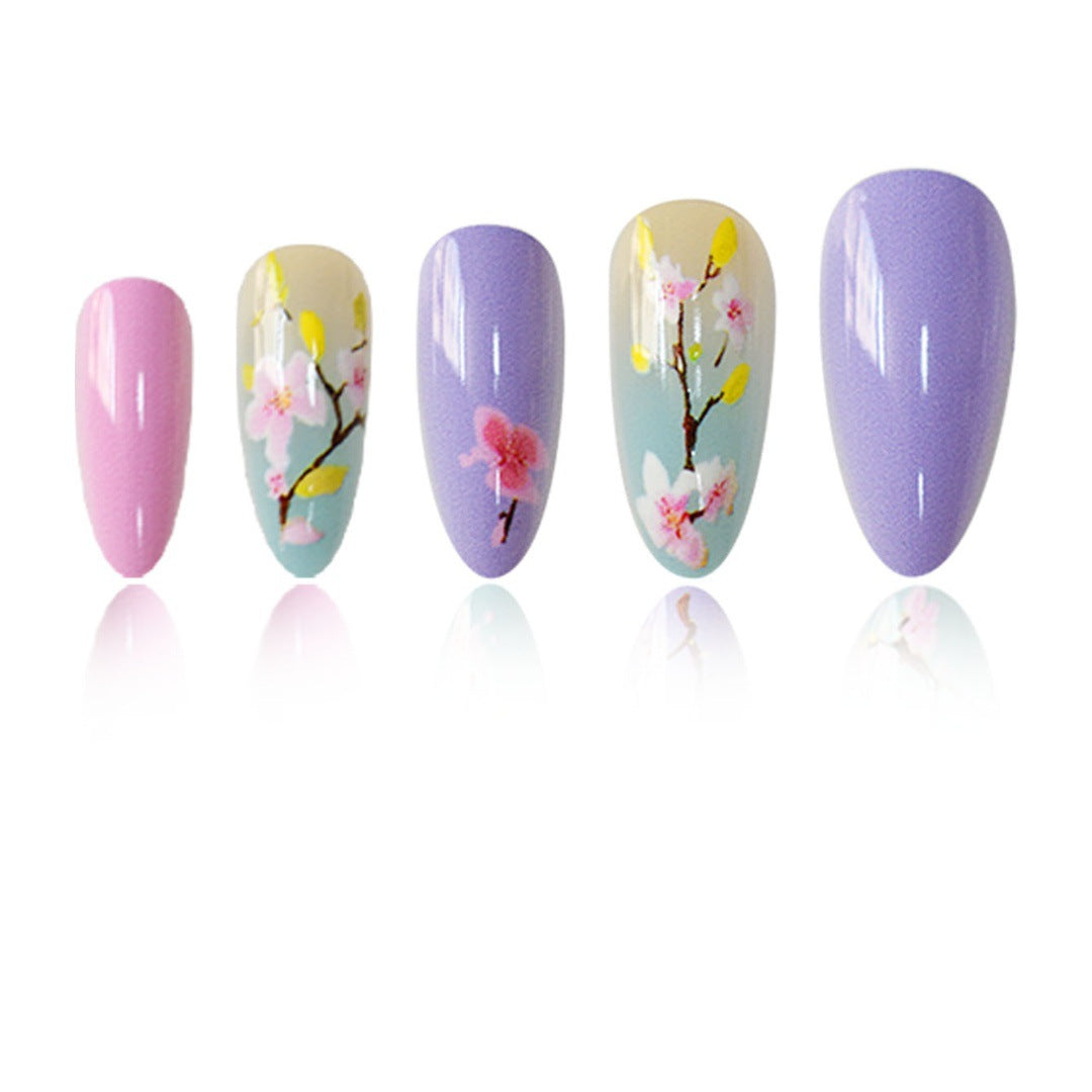Artistic Floral Press-On Nail Enhancements Stornfield