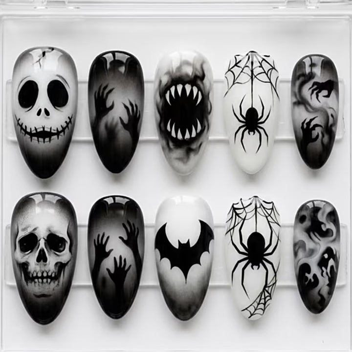 Creative nail art set with spooky designs Stornfield