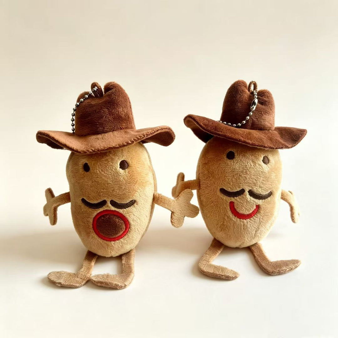 Novelty Cowboy Character Plush Bag Charm Keyring with Metal Ball-Chain and Huggable Body Stornfield