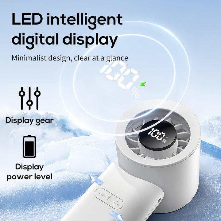 Unisex portable rechargeable hand fan with digital battery display, quiet brushless motor, and tiltable head Stornfield