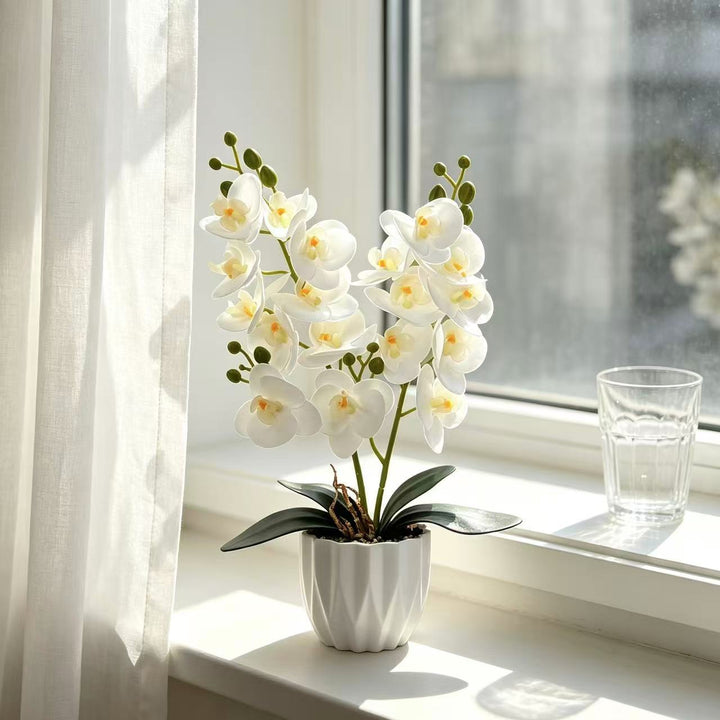 Decorative Artificial Orchid Arrangement for Indoor Home Display