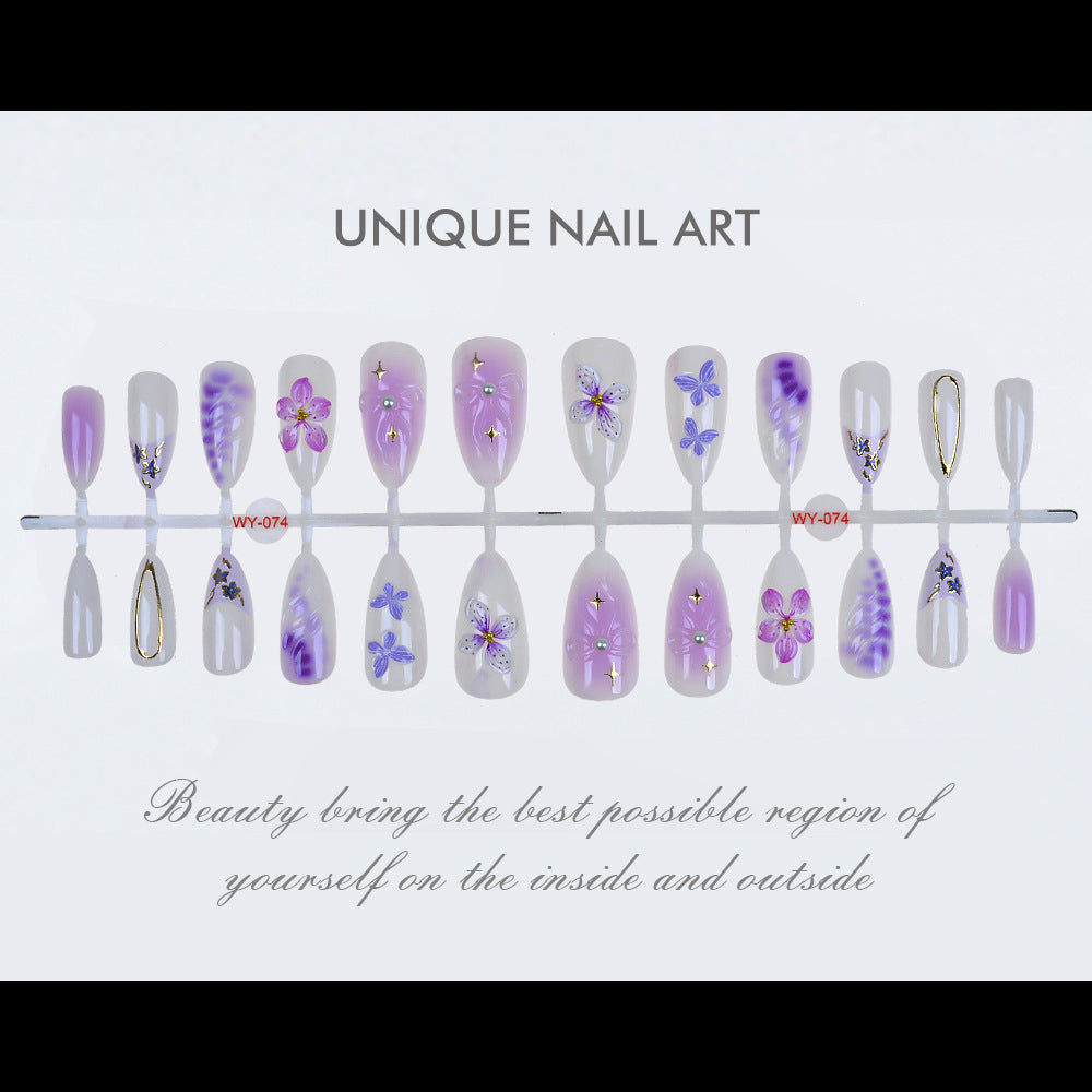 Artistic Floral-Embellished Press-On Nails Stornfield