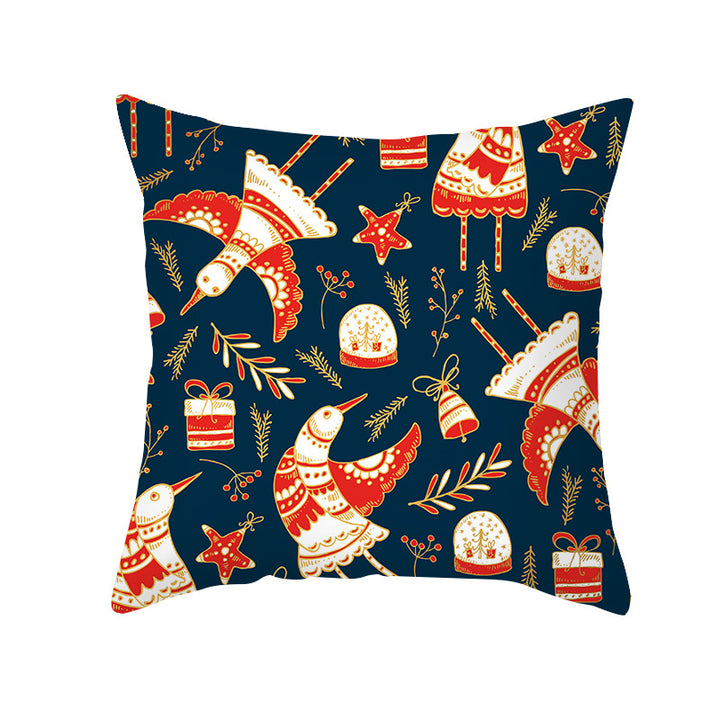 Decorative Holiday Throw Pillow Cover with Festive Ornament Print