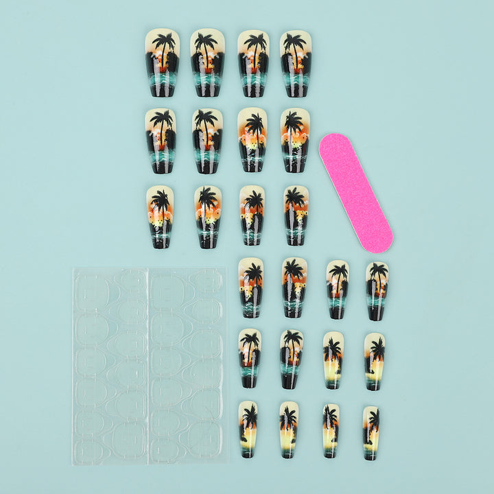 Artificial nails with tropical palm design Stornfield
