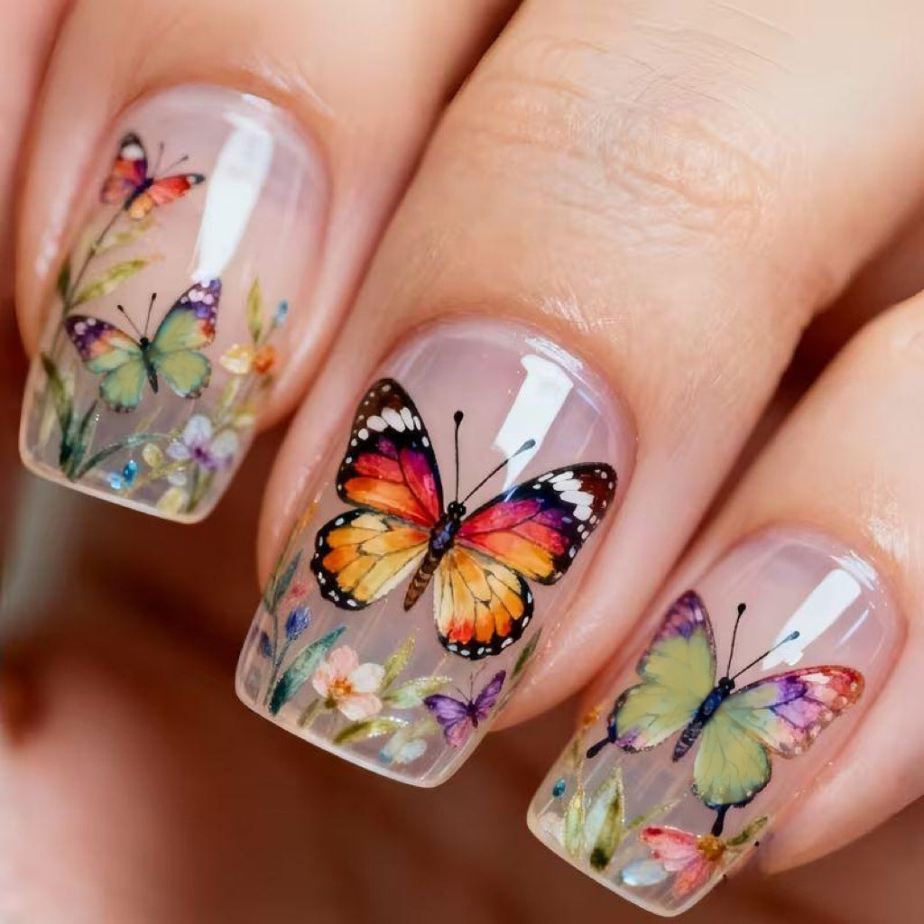 Floral Butterfly-Themed Nail Art Enhancements Stornfield