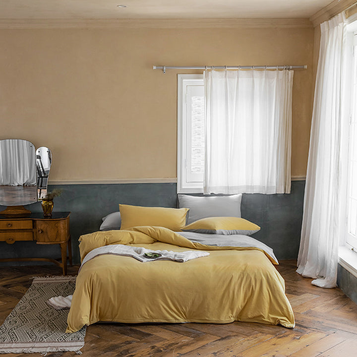 Stonewashed Cotton Duvet Cover & Oversized Comforter